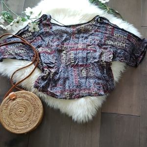 Elodie Boho Patchwork Open-Sleeve Kimono Top